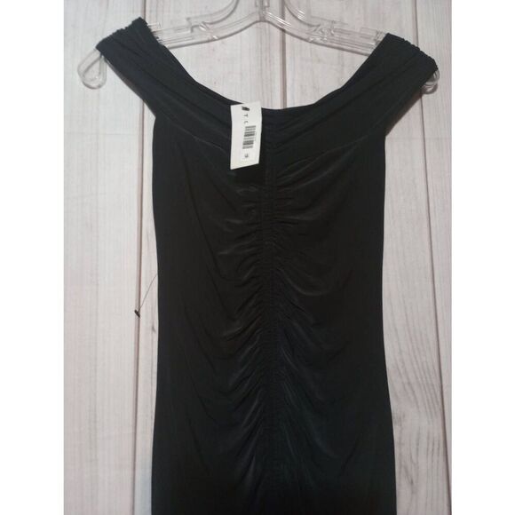 Topshop Dress Ladies‎ 4 Black Ruched Front Mini Off Shoulder - Picture 3 of 7